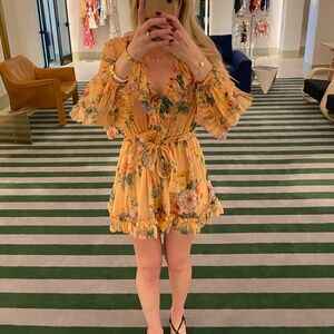 Size 0, floral orange, romper